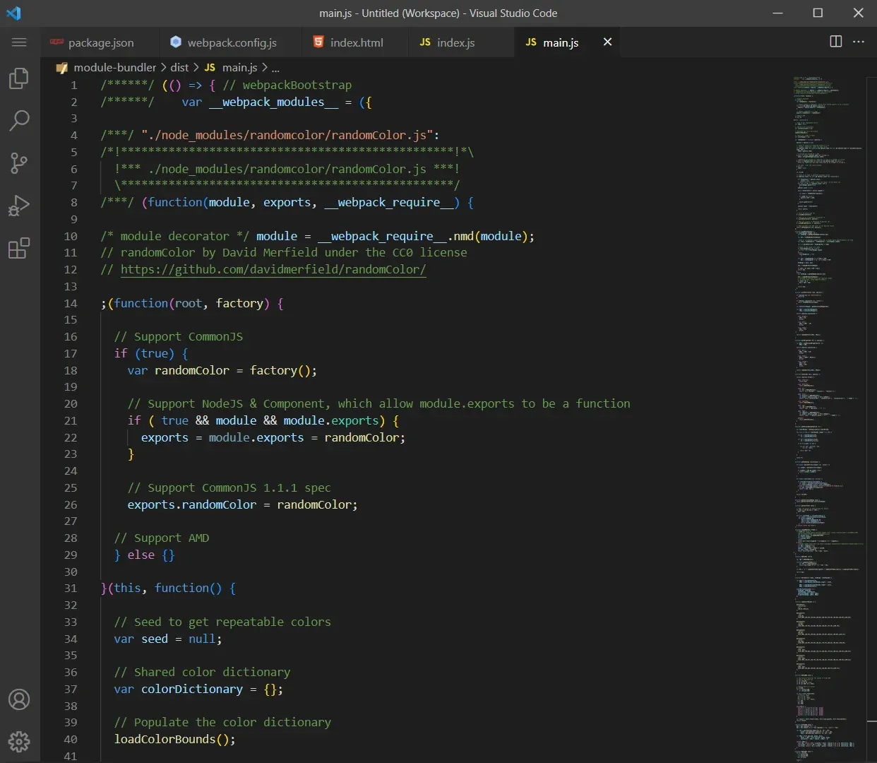 Example of a development mode
bundle