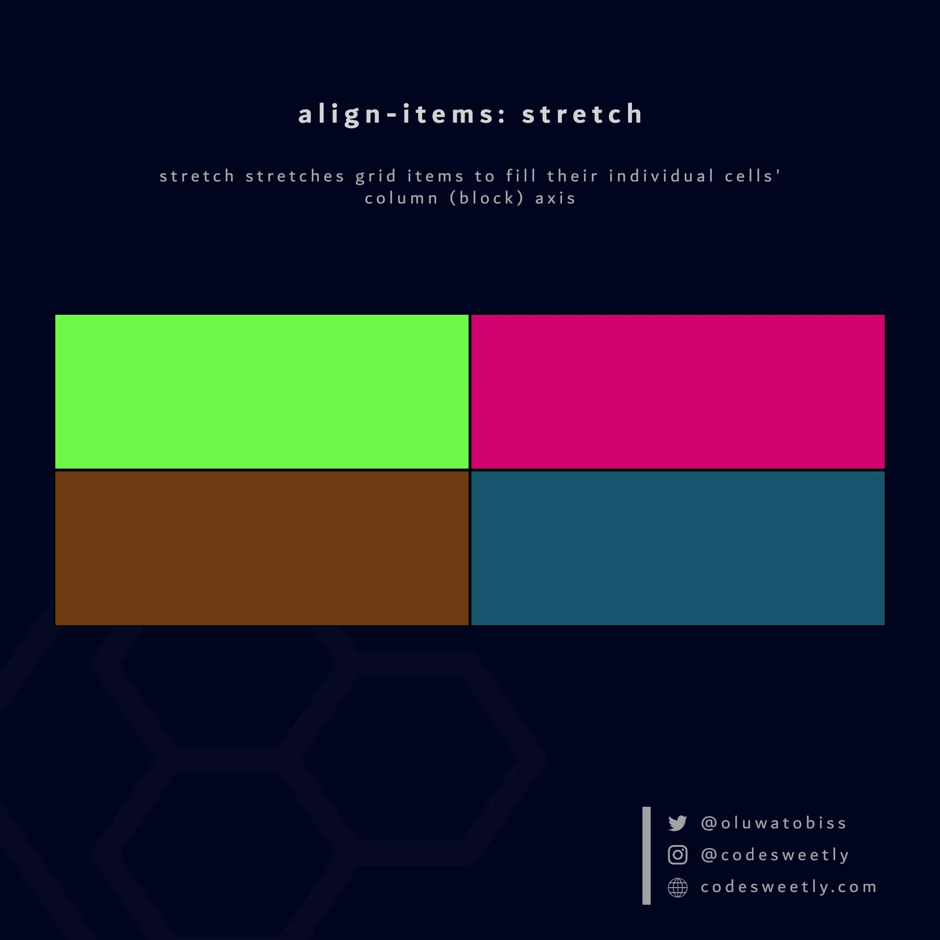 Illustration of align-items' stretch value in CSS
Grid