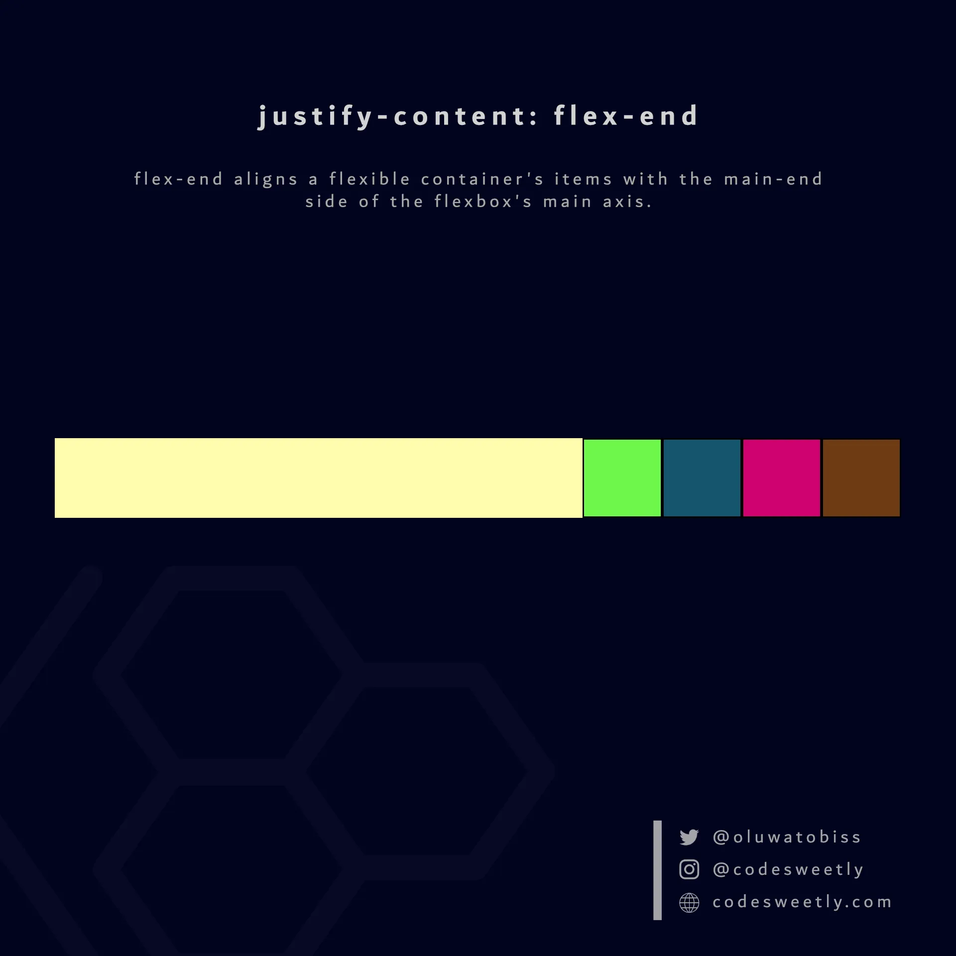 Illustration of justify-content's flex-end
value