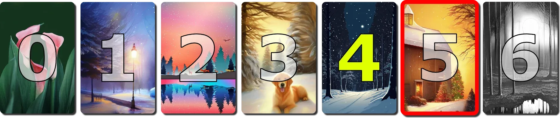 Highlight of index 5's card and index number
4