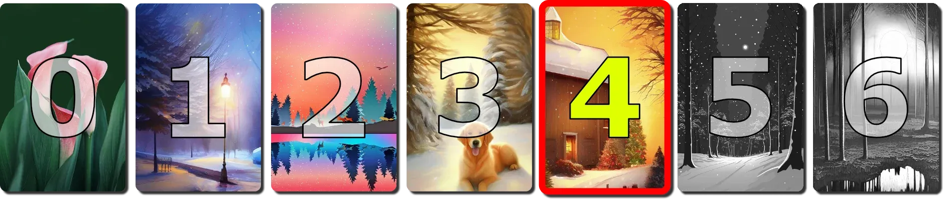 Highlight of index 4's card and index number
4