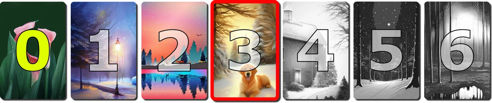 Highlight of index 3's card and index number
0