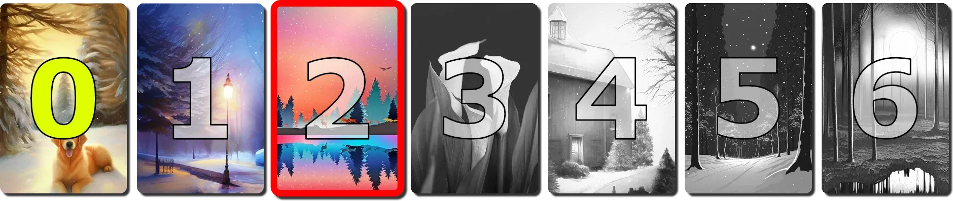 Highlight of index 2's card and index number
0