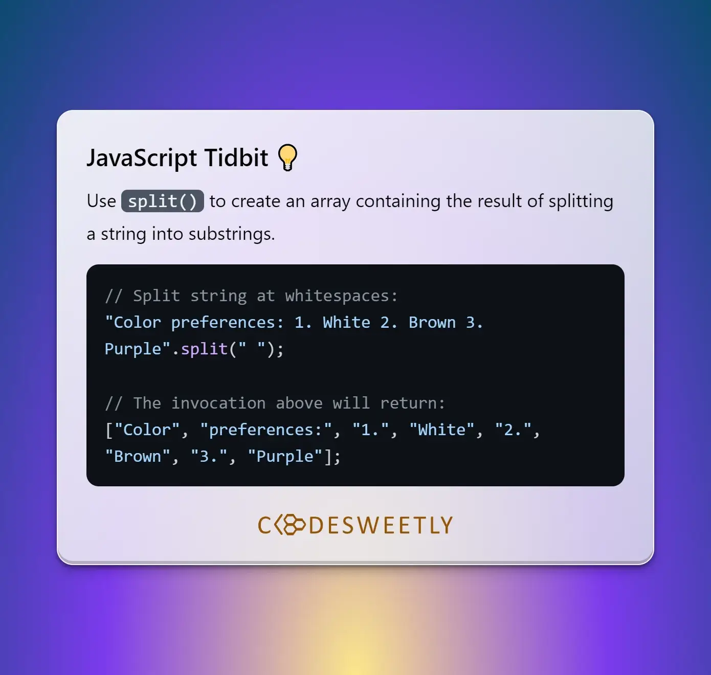 String split() method's tidbit