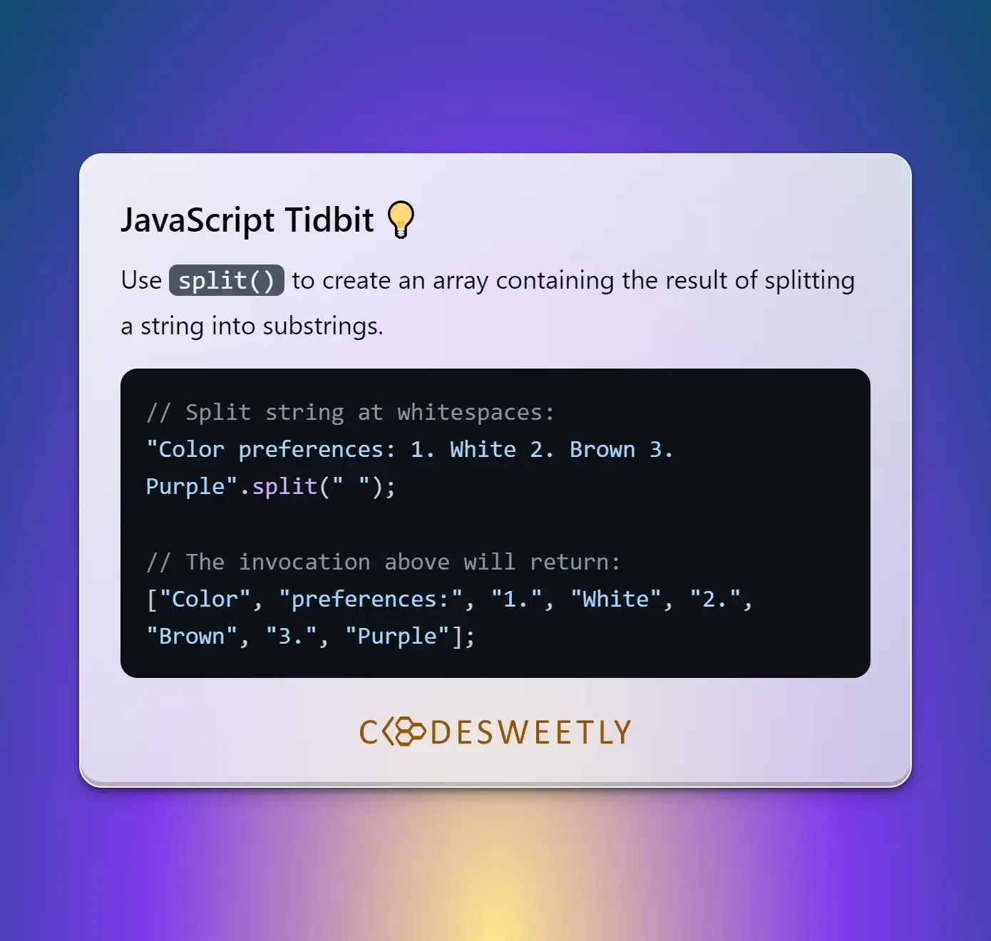 String split() method's
tidbit