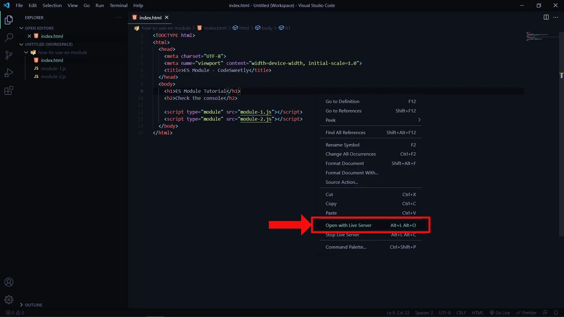 Run your HTML File with Live
Server