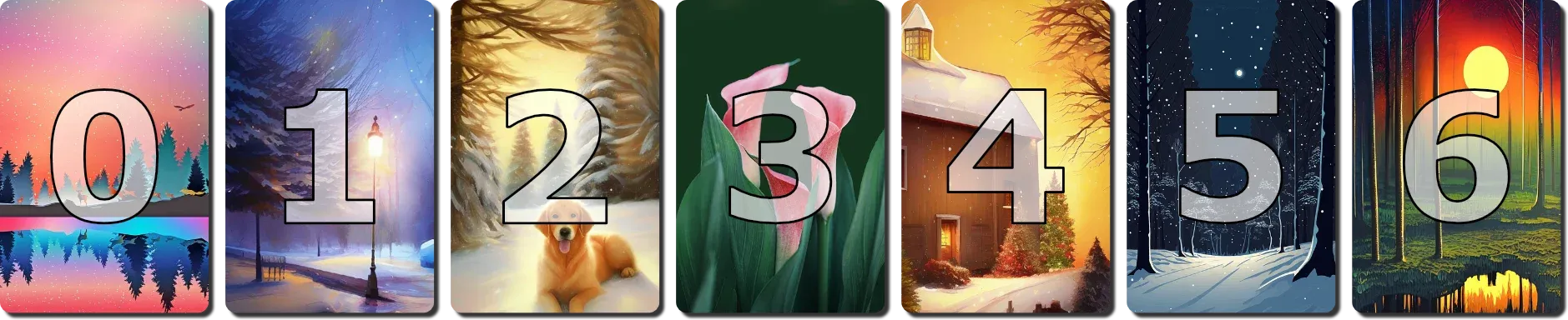 Shuffled layout of the seven
cards