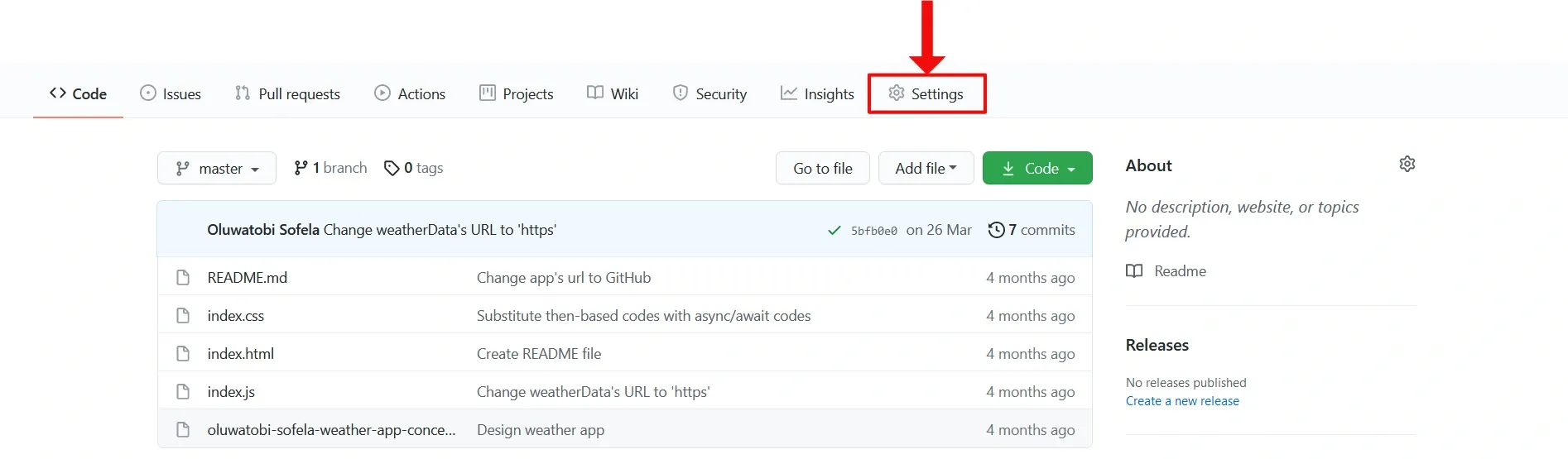 GitHub project repo
setting